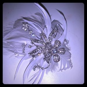 Diamond and feather hairpiece